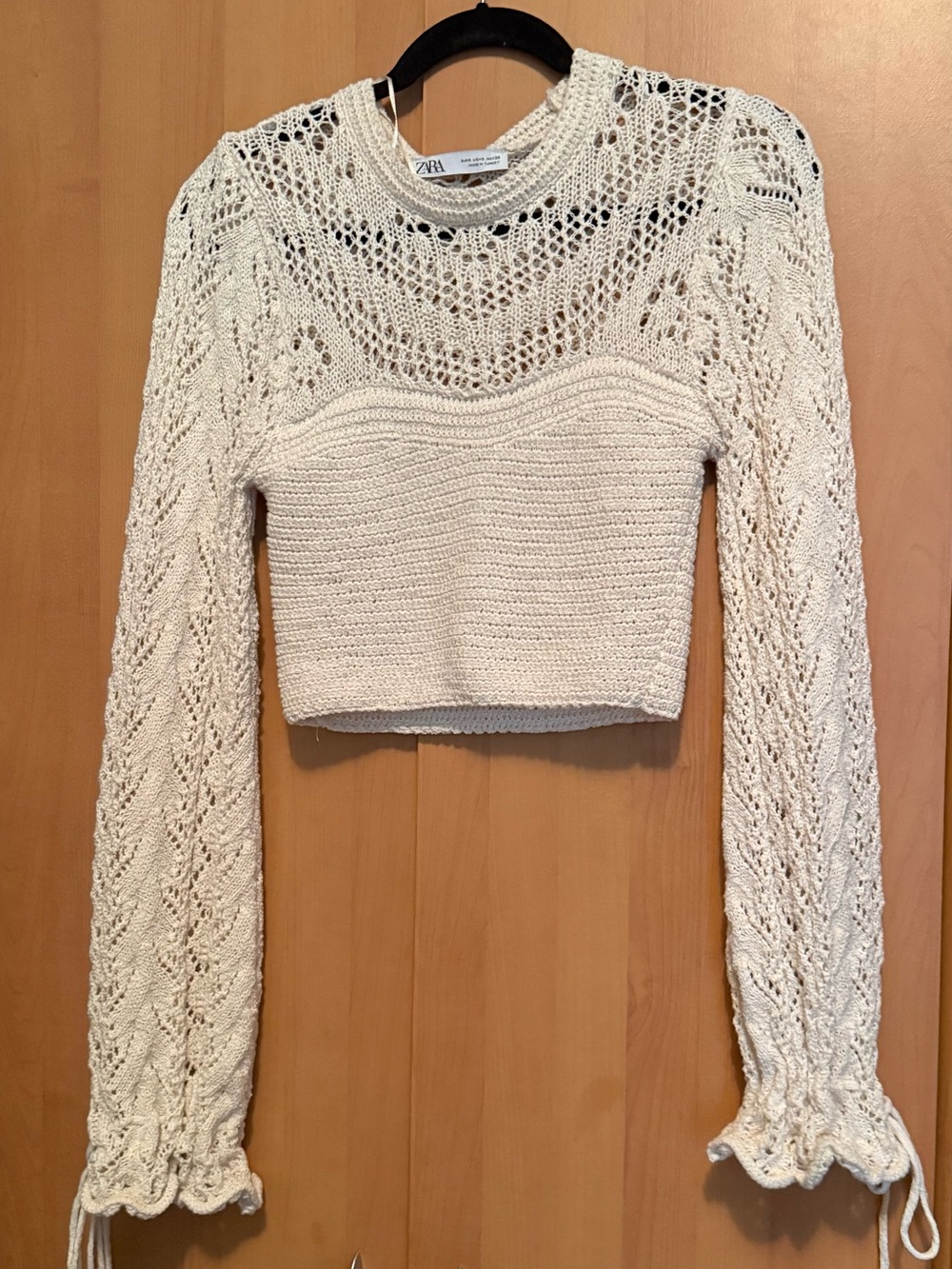 ZARA Cream Crochet Knit Top
